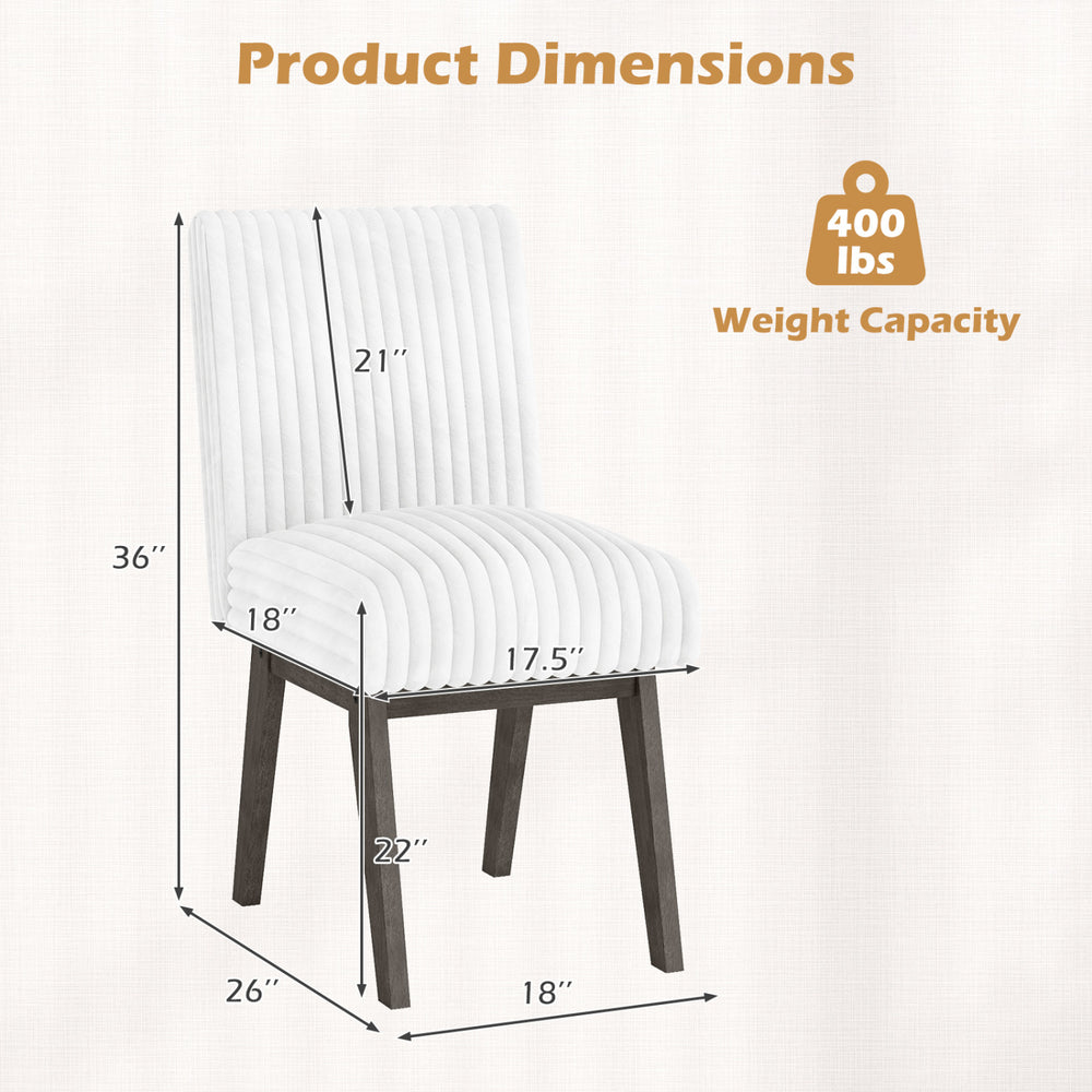 Dining chair dimensions with padded seat and rubber wood legs, featuring a weight capacity of 400 lbs, ideal for.