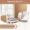 White rubber wood dining chair set with ergonomic backrest and padded seat, designed for comfort and relaxed sitting.