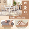 Set of 2 white rubber wood dining chairs with thickly padded seats and breathable linen fabric for comfortable dining.