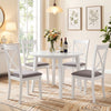 White rubber wood dining chairs set of 4 with padded seats and backrests, perfect for elegant dining room decor.
