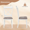 White rubber wood dining chair set with padded seat and backrest, featuring dimensions and 330 lbs load capacity.