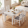 Set of two white dining chairs with backrests, rubber wood frames, and breathable linen upholstery for kitchen or.