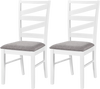 Set of 2 white dining chairs with rubber wood frames and breathable linen upholstery, ideal for kitchen or dining room.