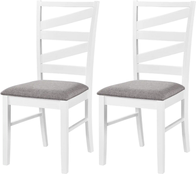 Costway Set of 2 Dining Chairs with Backrests Rubber Wood Frames 69250442 New