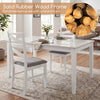 Set of 2 dining chairs with backrests, white rubber wood frames, and breathable linen upholstery for kitchen or dining.