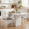 White dining chairs set of 4 with rubber wood frames and backrests, perfect for kitchen or dining room use.