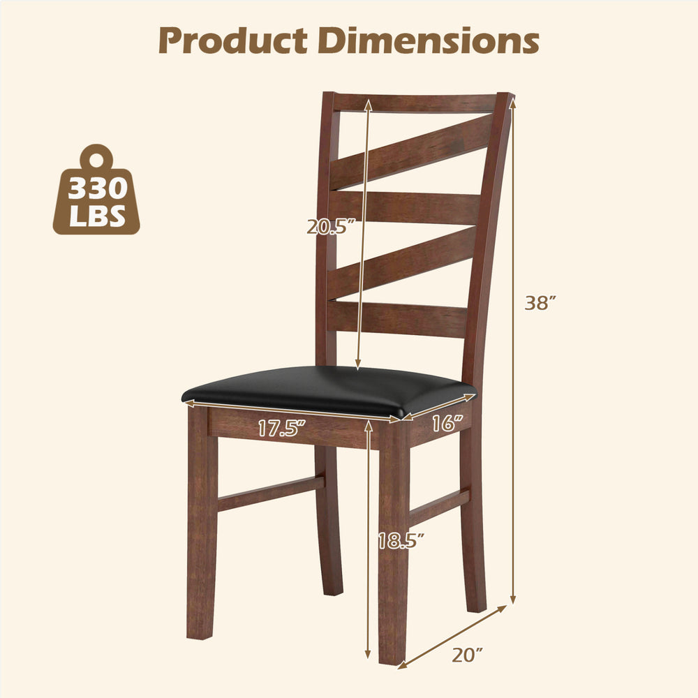 Walnut dining chair with ergonomic backrest, rubber wood legs, and PU leather upholstery, ideal for kitchen use.