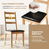 Natural dining chair with ergonomic hollowed backrest and cozy PU leather cushion, perfect for farmhouse dining rooms.