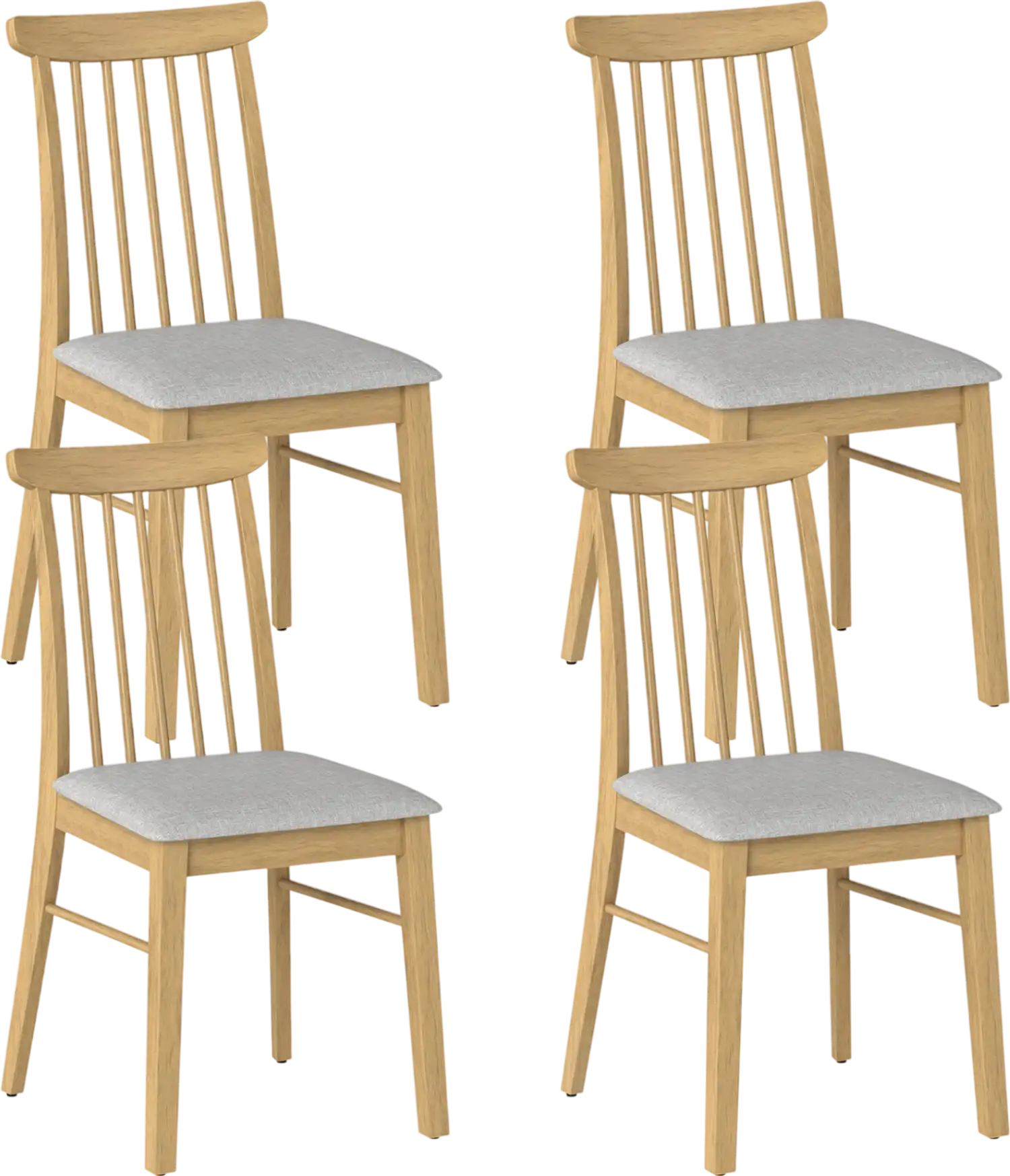 Costway Set of 4 Fabric Upholstered Armless Dining Chairs Rubber Wood Frame 72932458 New