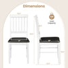 Side view of a white dining chair with black cushion, featuring ergonomic backrest and solid rubber wood legs, 330 lbs.
