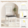 White dining chair with ergonomic backrest and soft PU leather cushion, designed for comfort and durability in dining.