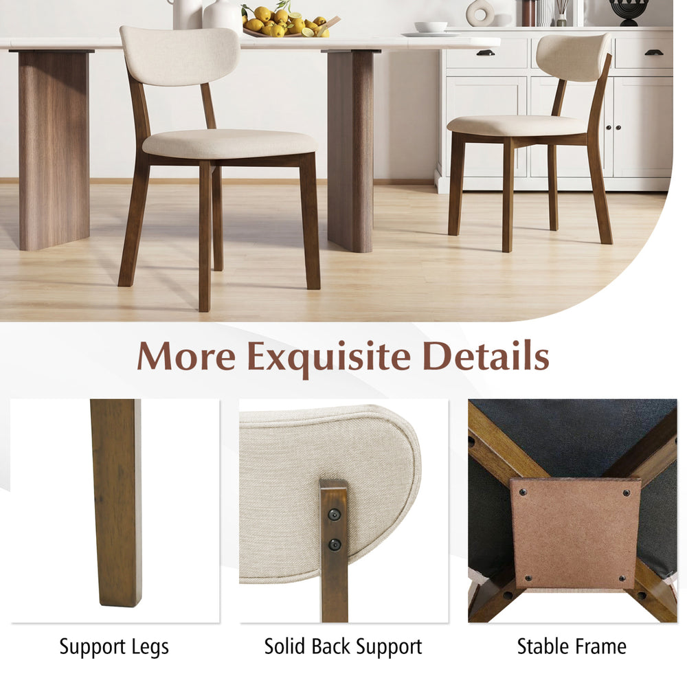 Upholstered mid-back dining chair with solid rubber wood frame, featuring ergonomic design and robust support for.