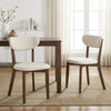 Dining Chairs Set of 2 Upholstered Mid-Back Chairs with Solid Rubber Wood Frame-White - Gallery View 1 of 9