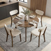 Upholstered mid-back dining chairs with solid rubber wood frame in white, perfect for dining rooms and kitchens.