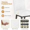 Thickly padded gray and white dining chair with soft sponge seat and supportive S-shaped spring for kitchen or dining.