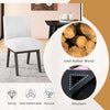 Gray and white dining chair set with padded seat, solid rubber wood legs, and channel tufted back for comfort.