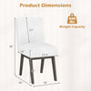 Dimensions of gray and white fabric upholstered dining chair with rubber wood legs, featuring a 400 lbs weight capacity.