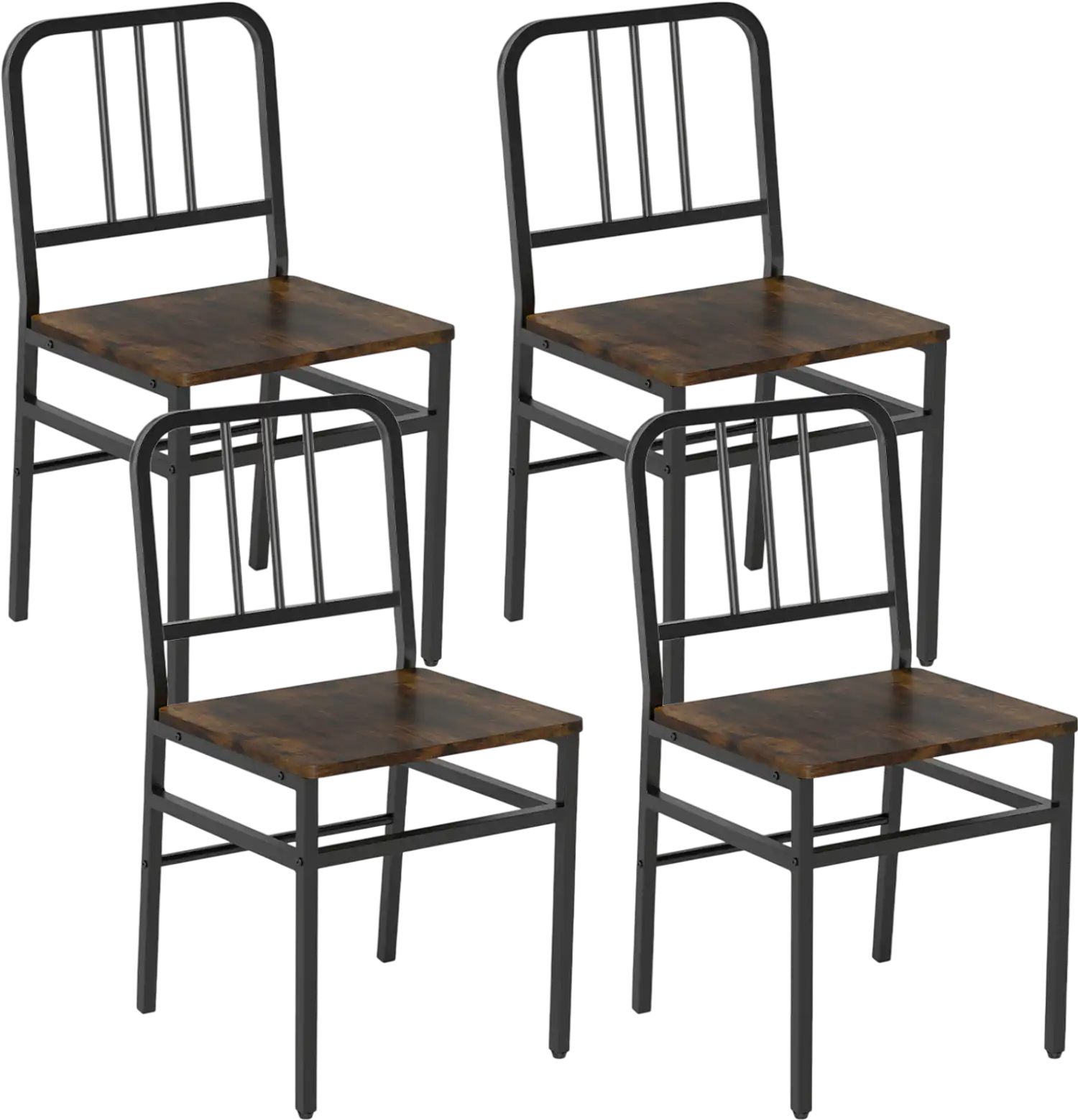 Costway Dining Chairs Set of 4 Slatted Back Metal Frame Wooden Seat 32206371 New