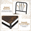 Dining chair set of 4 with slatted backrest, rustic brown wooden seat, and sturdy metal frame for stylish dining.