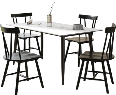 Costway Windsor Style Armless Dining Chairs Solid Rubber Wood Frame Black 36471259 New