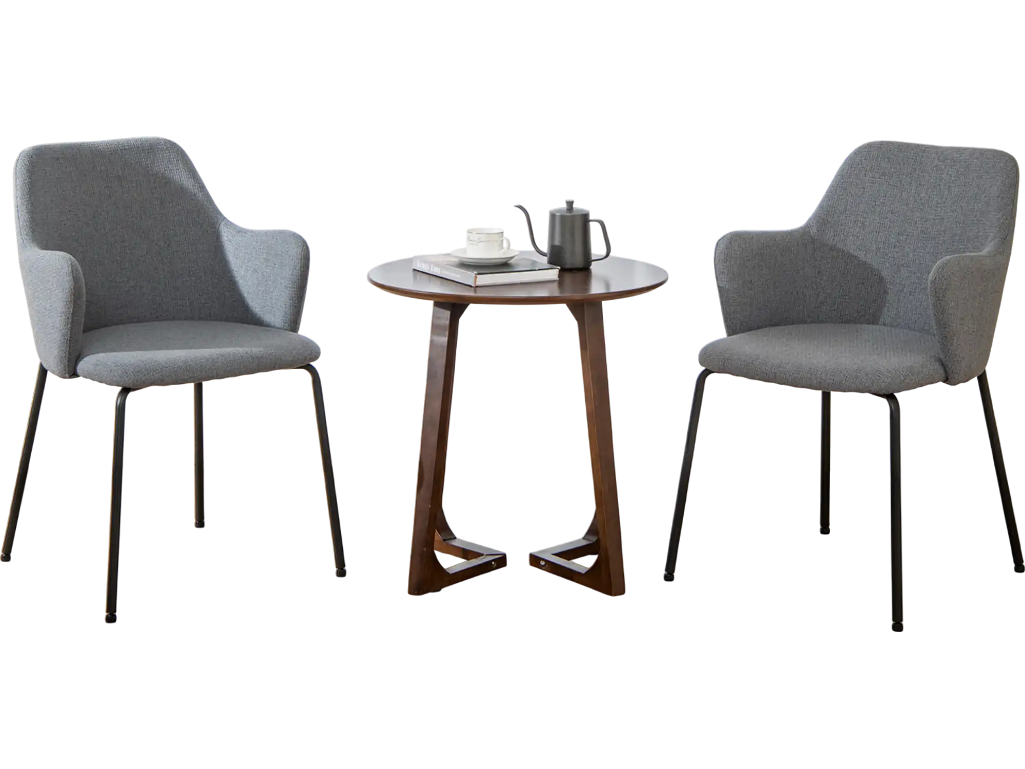 Costway Dining Chairs Set of 2 Curved Backrest Wide Seat Armrests Gray 94387261 New