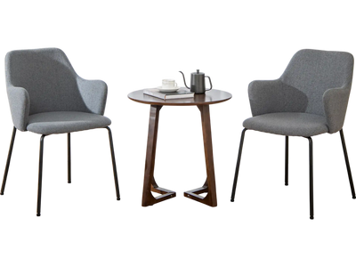 Costway Dining Chairs Set of 2 Curved Backrest Wide Seat Armrests Gray 94387261 New