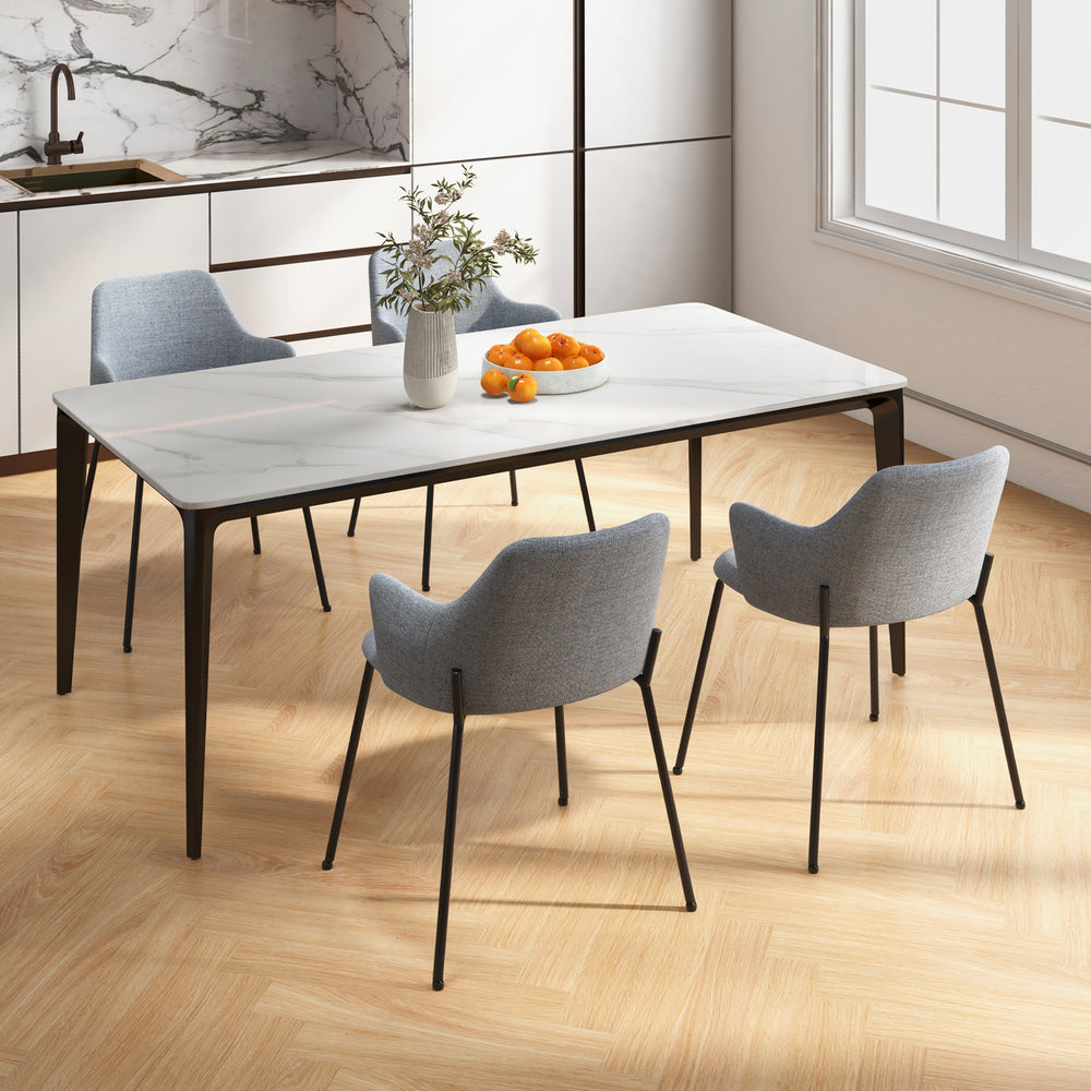 Curved backrest dining chairs set of 2 in gray with wide seats and armrests, perfect for comfortable dining.