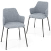 Set of 2 gray dining chairs with curved backrest, wide seat, and armrests for optimal comfort and support.