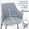 Gray ergonomic dining chair featuring a curved backrest, wide seat, and armrests for optimal comfort and support.