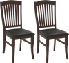 Set of 2 mid-century dining chairs in coffee with rubber wood frame and comfy PU leather upholstery for kitchen or.