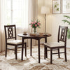 Brown rubber wood dining chairs set of 2 with hollowed backrest and faux linen upholstery for comfort and style.