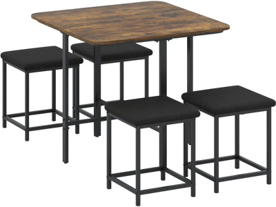 Costway Dining Table Set w/ 4 Upholstered Stools Metal Frame 16705992 New