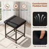 Upholstered stool with padded seat in breathable linen fabric, featuring a sturdy metal frame for dining table set.
