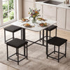 Dining Table Set with 4 Upholstered Stools and Metal Frame-White - Gallery View 1 of 10