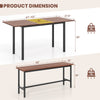 Dimensions of the walnut extendable dining table set for 4-6, showcasing sturdy metal frame and H-shaped structure.
