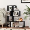 5-Tier S-Shaped Bookshelf Geometric Z-Shelf Bookcase with Open Cubes-Black - Gallery View 1 of 10