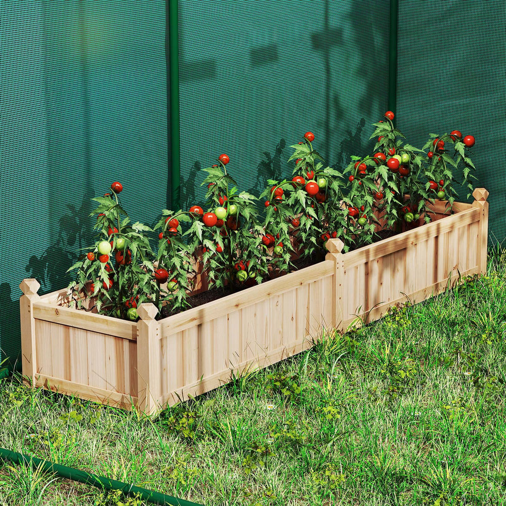 91 x 24 x 16 Inch Divisible Planter Box with Corner Drainage and Non-woven Liner for Growing Vegetables-Natural - Gallery View 1 of 10