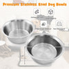 Stainless steel dog bowls with a 7-inch diameter, rust-resistant, dishwasher-safe, for elevated feeding.