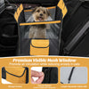 Dog car seat cover with mesh window for small and medium dogs, featuring robust zippers and storage pocket for.