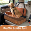 Dog car booster seat with 5" thick cushion, adjustable straps, and non-slip bottom for medium and large dogs.