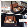 Dog car seat booster for medium/large dogs, featuring soft plush fabric and adjustable straps for secure travel.