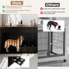 Indoor modern dog kennel with pull-out feeder, 3 drawers, and increased bowl height for reduced neck pressure.