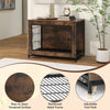 Dog crate furniture with removable tray, double lockable doors, and adjustable foot pads for versatile use as an end.