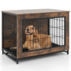 Dog crate furniture with double lockable doors, removable tray, and a durable metal frame, ideal as an end table.