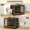 Dog crate furniture with customizable side door, double lockable doors, and removable pull-out tray for versatile use.