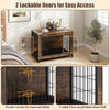 Dog crate furniture with double lockable doors, removable tray, and chew-proof metal mesh wall for versatile use.
