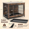 Dog crate furniture with double lockable doors, removable tray, and adjustable foot pads for versatile use as an end.