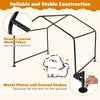 Dog shade shelter with waterproof roof, sturdy metal frame, and ground stakes for secure outdoor pet protection.
