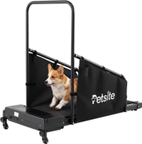Dog treadmill with remote control features an anti-slip belt and LCD display, ideal for small and medium dogs' exercise.