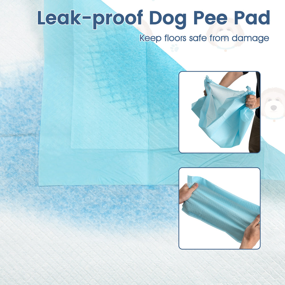 Leak-proof dog pee pad in blue, featuring a 5-layer design for maximum absorption and protection, ideal for potty.